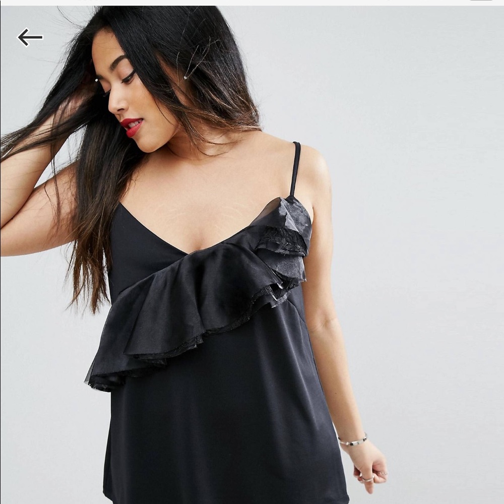 Black Asos Ruffle Mesh Cami